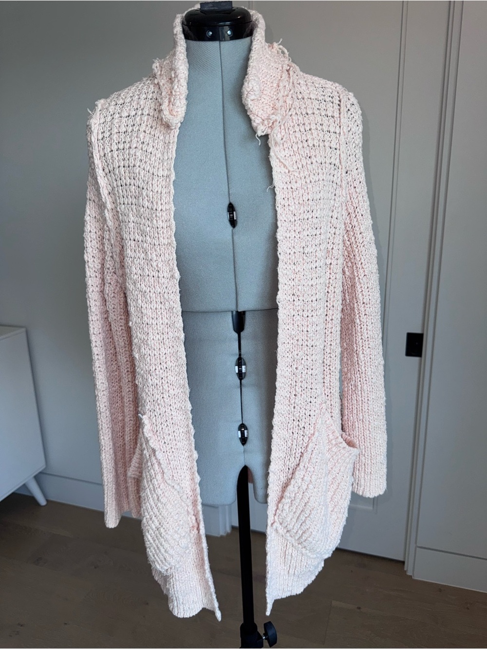 Free People Blush Pink Open-Front Knit Cardigan